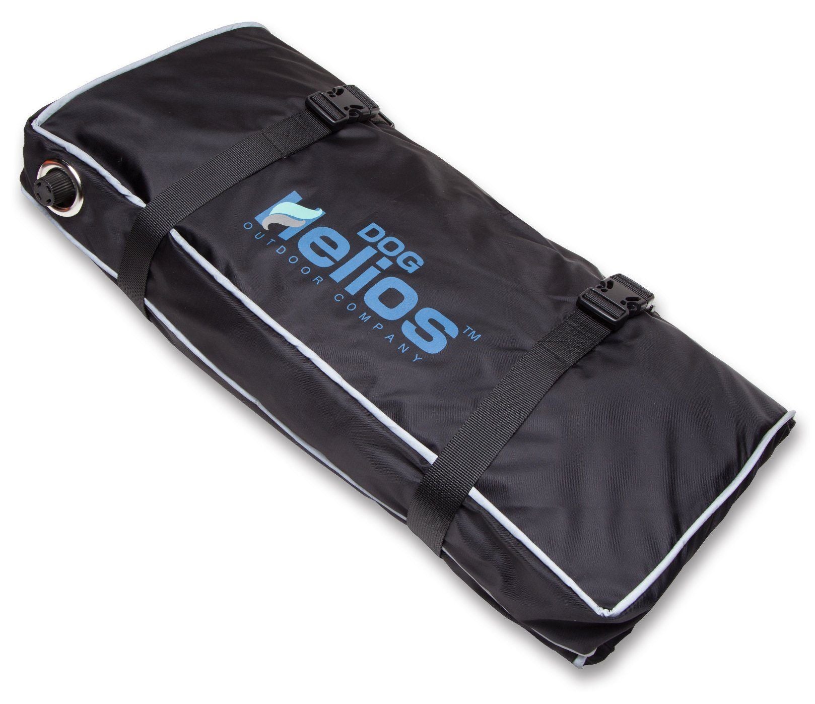 Black bag with 'Helios' branding on a white background