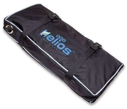 Black bag with 'Helios' branding on a white background