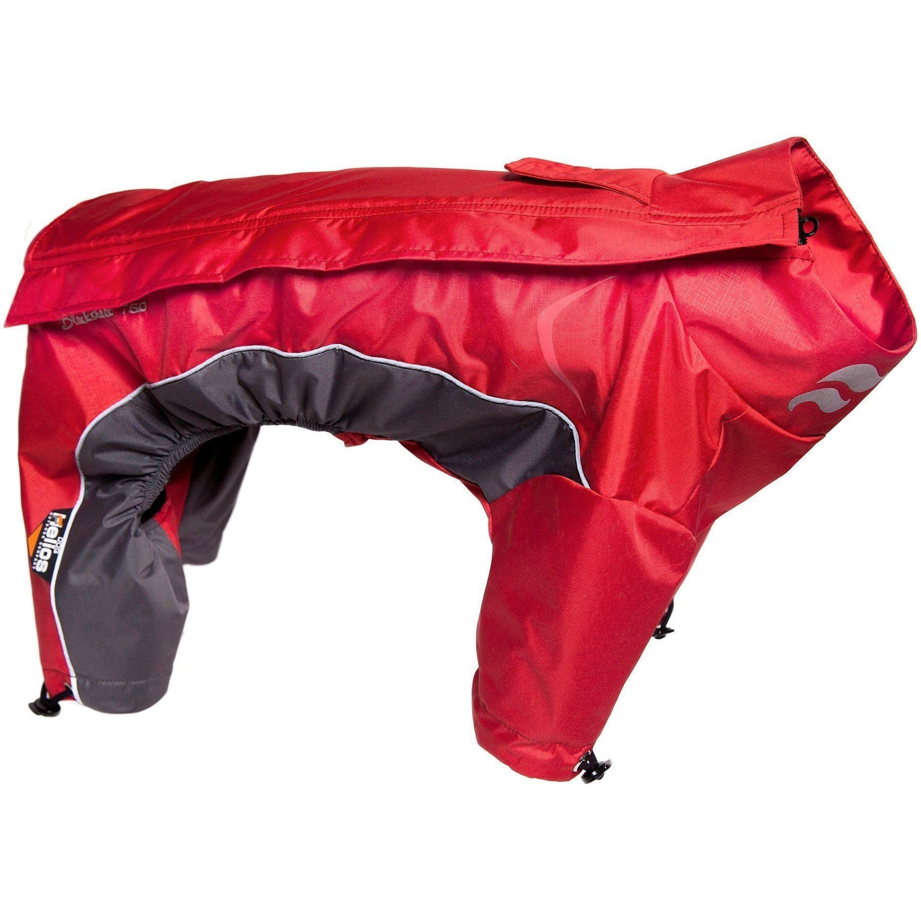 Red dog raincoat with gray interior on a white background