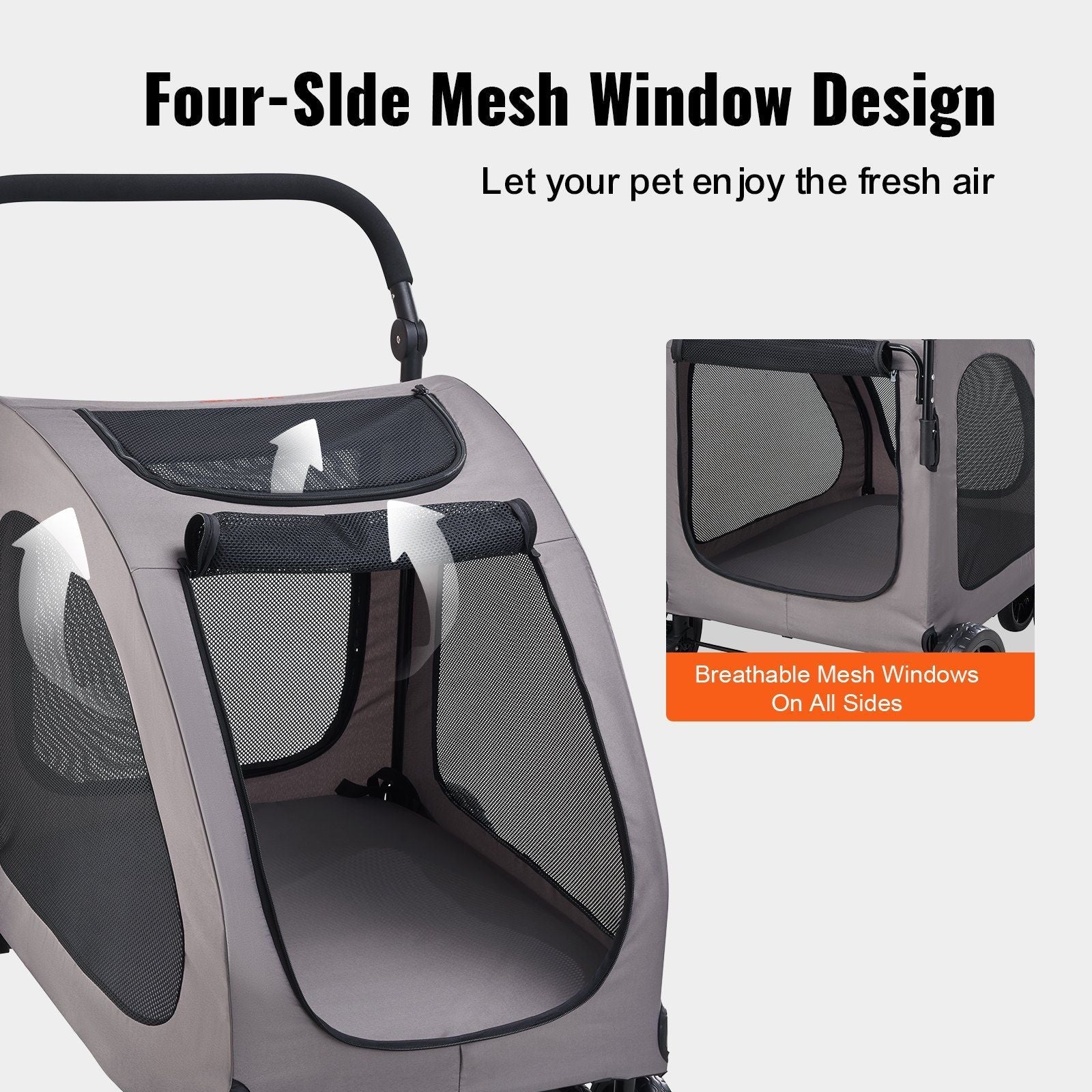 Pet carrier with four-side mesh window design on a white background
