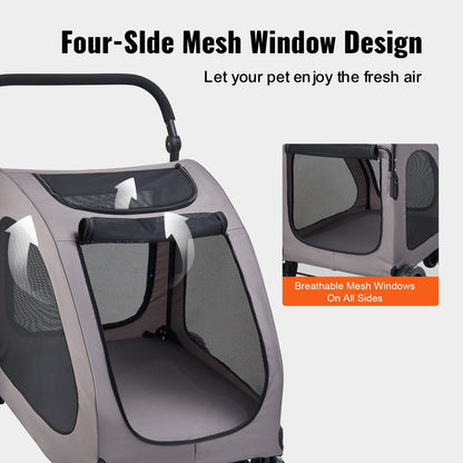 Pet carrier with four-side mesh window design on a white background
