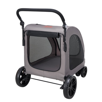Pet stroller with mesh sides on a white background