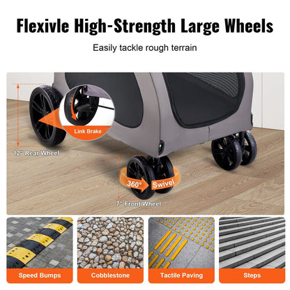 Ergonomic chair with high-strength large wheels on a wooden floor, demonstrating flexibility and durability.
