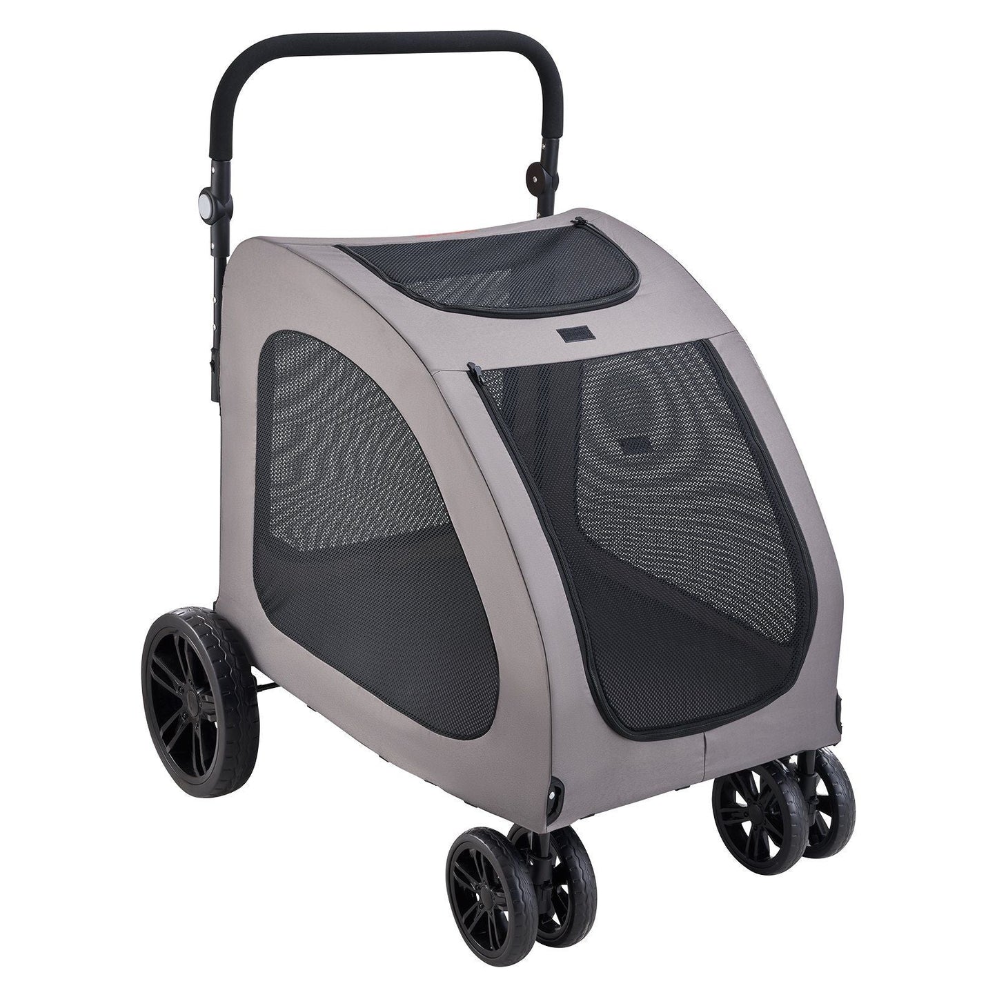 Pet stroller with mesh sides on a white background