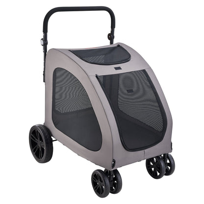 Pet stroller with mesh sides on a white background