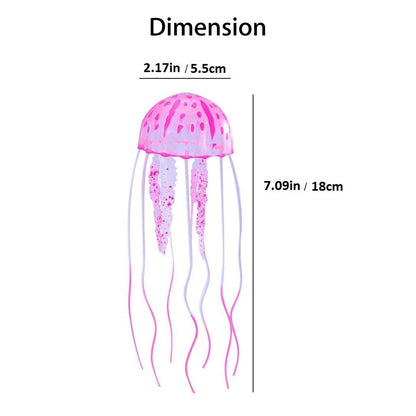 Pink jellyfish toy with measurements on a white background