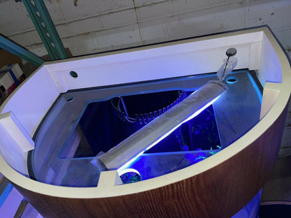 60 Gallon Half Round (Flat Sides) Reef-Ready Aquarium with Stand, Deep Oak