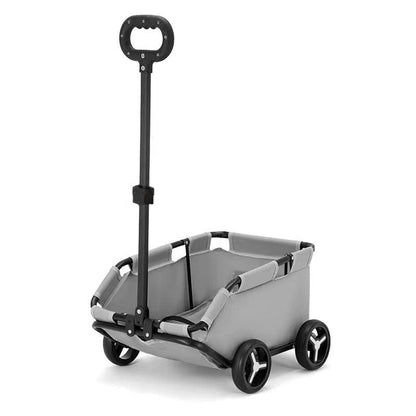 Gray and black children's wagon on a white background