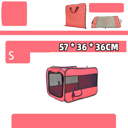 Pink pet carrier with dimensions 57 * 36 * 36CM on a white background
