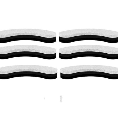 Set of six black and white wavy rubber bands on a white background