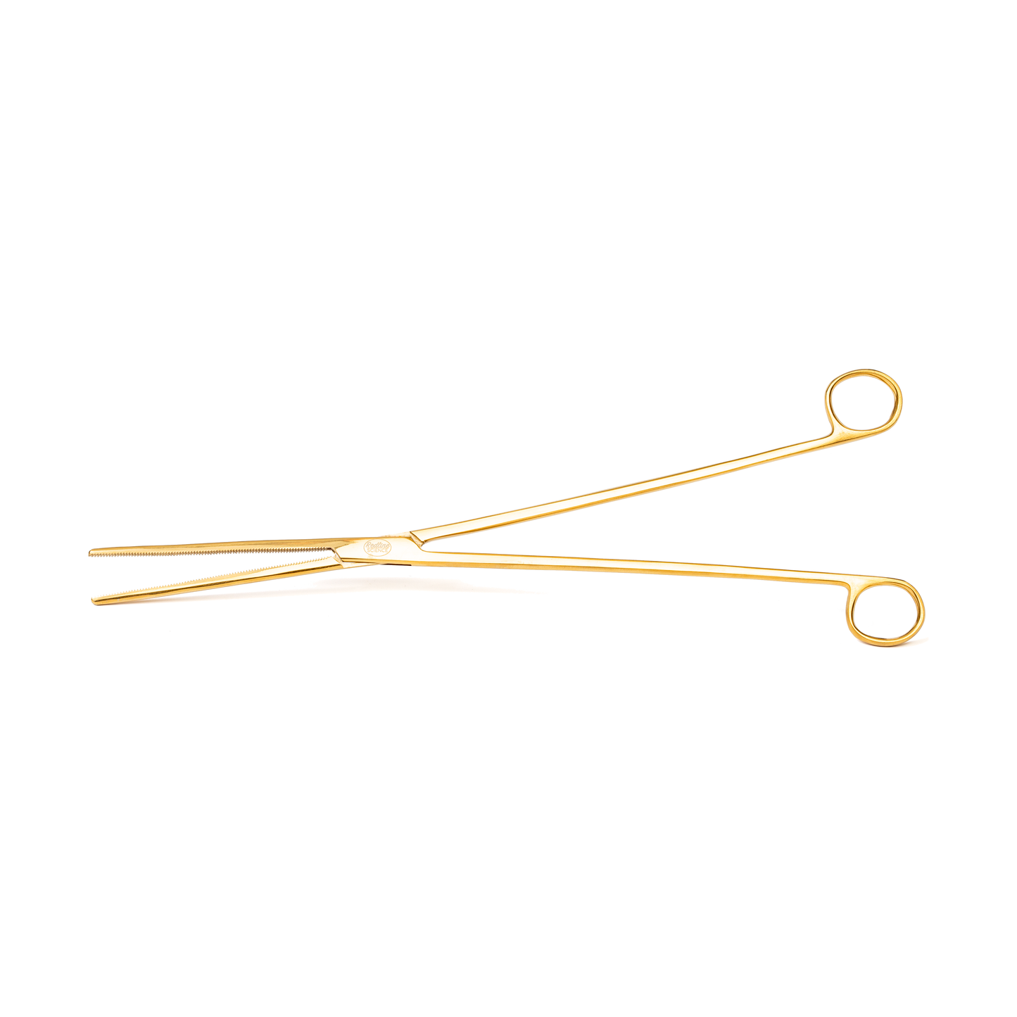 Gold tongs on a white background