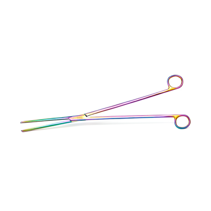Multicolored tongs on a white background