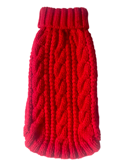 Irish Isle Handknit, Mockneck, Red