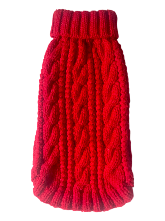 Irish Isle Handknit, Mockneck, Red