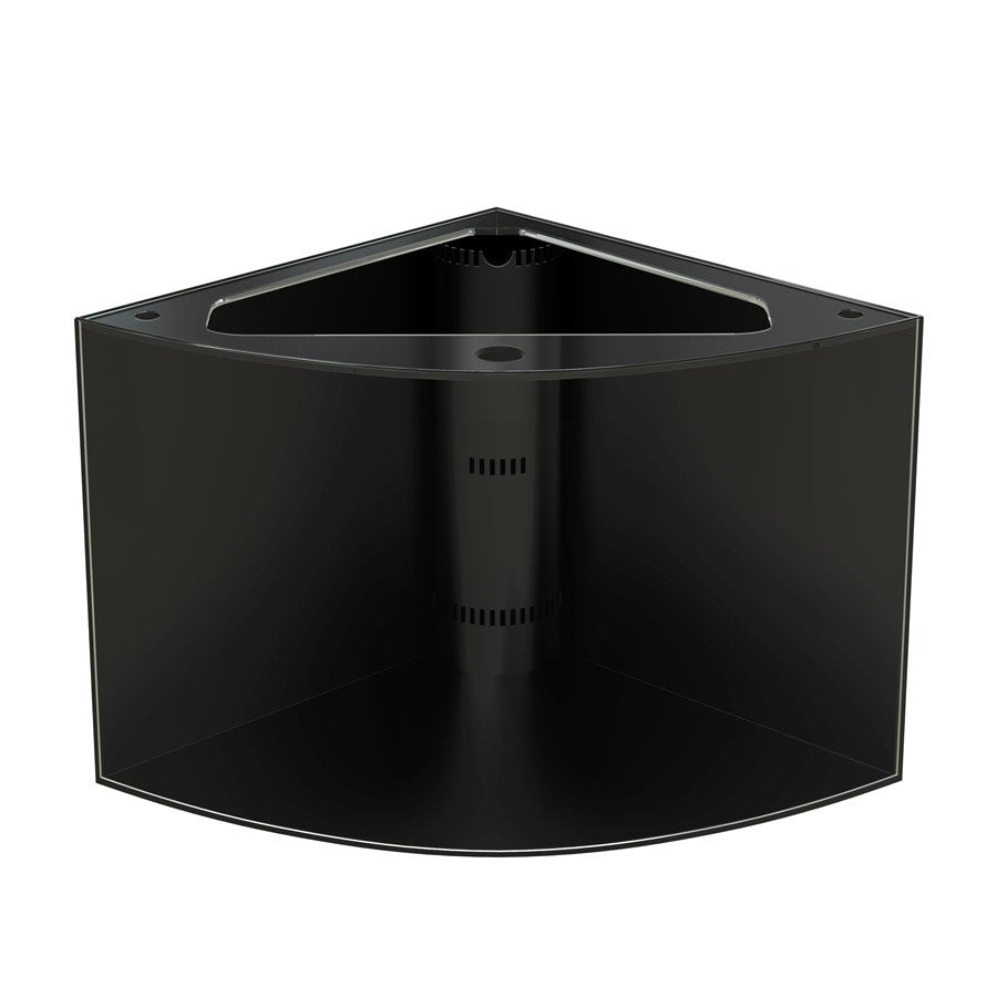 Black corner bracket on a white background