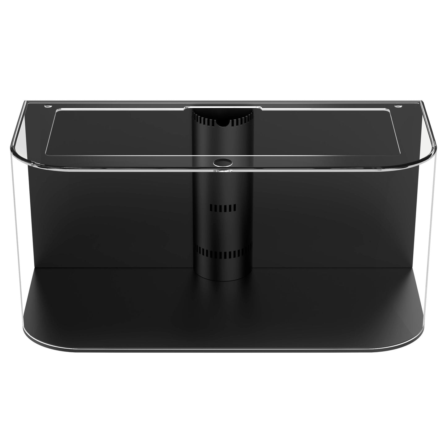 Black and transparent aquarium stand on a white background