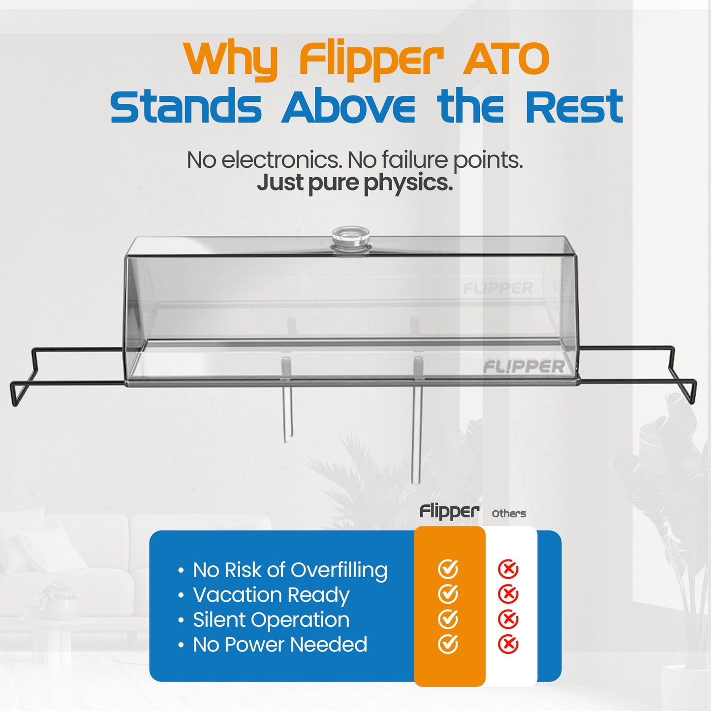Flipper ATO product with features listed on a white background