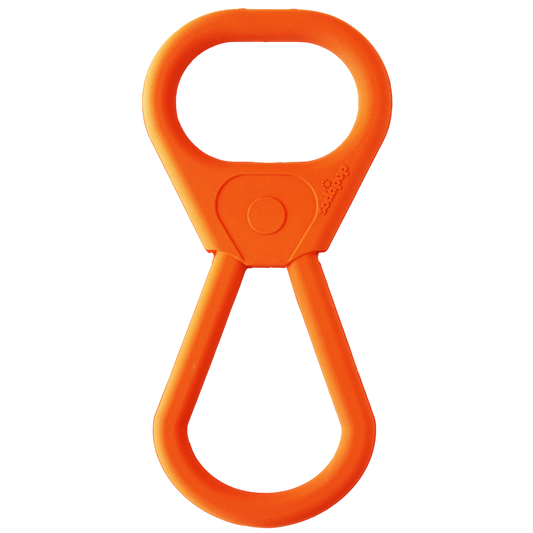 Orange plastic clip on a white background