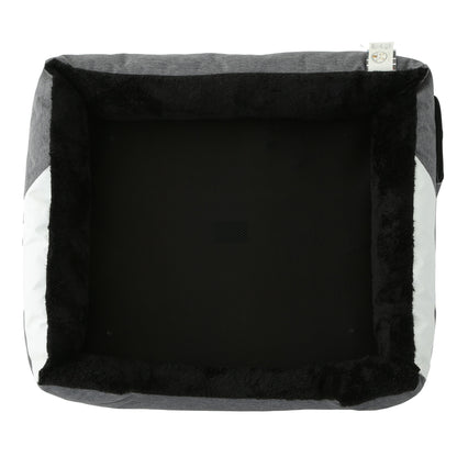 Black pet bed with gray sides on a white background