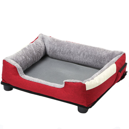 Red and gray pet bed on a white background