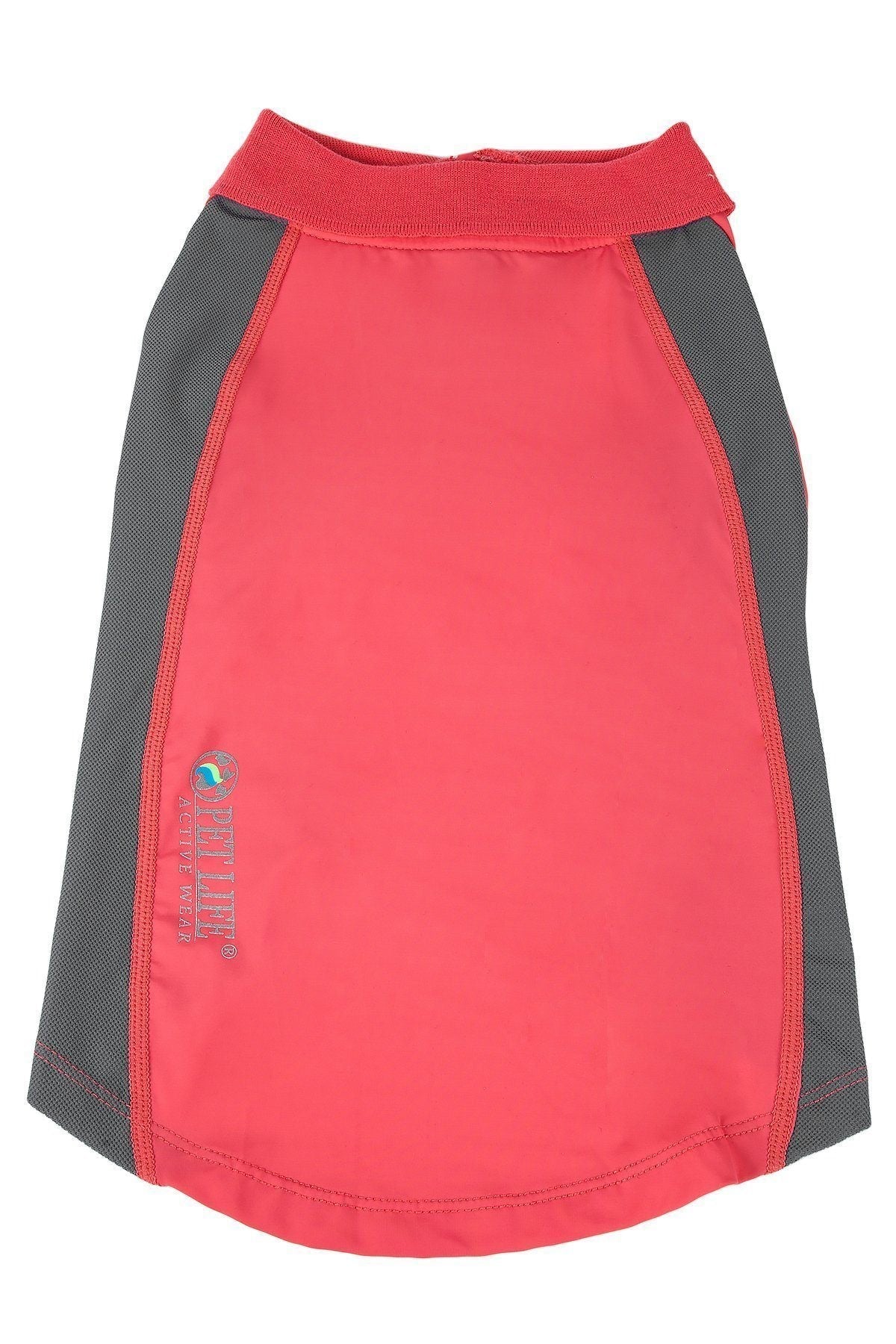 Red and gray skirt with a visible brand logo on a white background