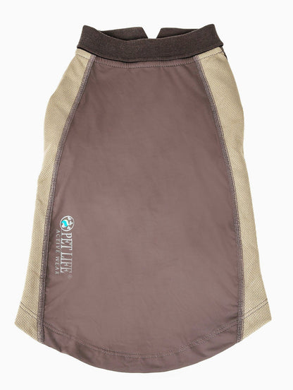 Brown and beige dog skirt with Pet Life logo on a white background