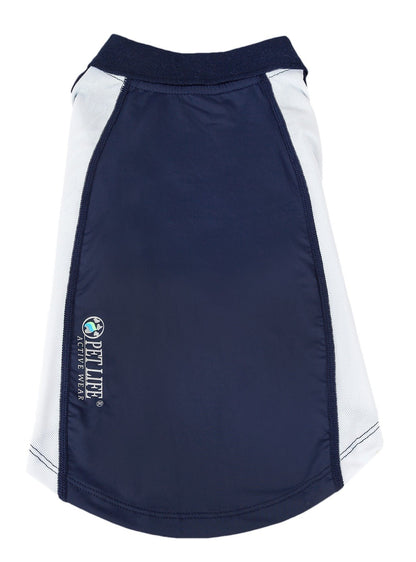 Navy and white skirt with a visible brand logo on a white background