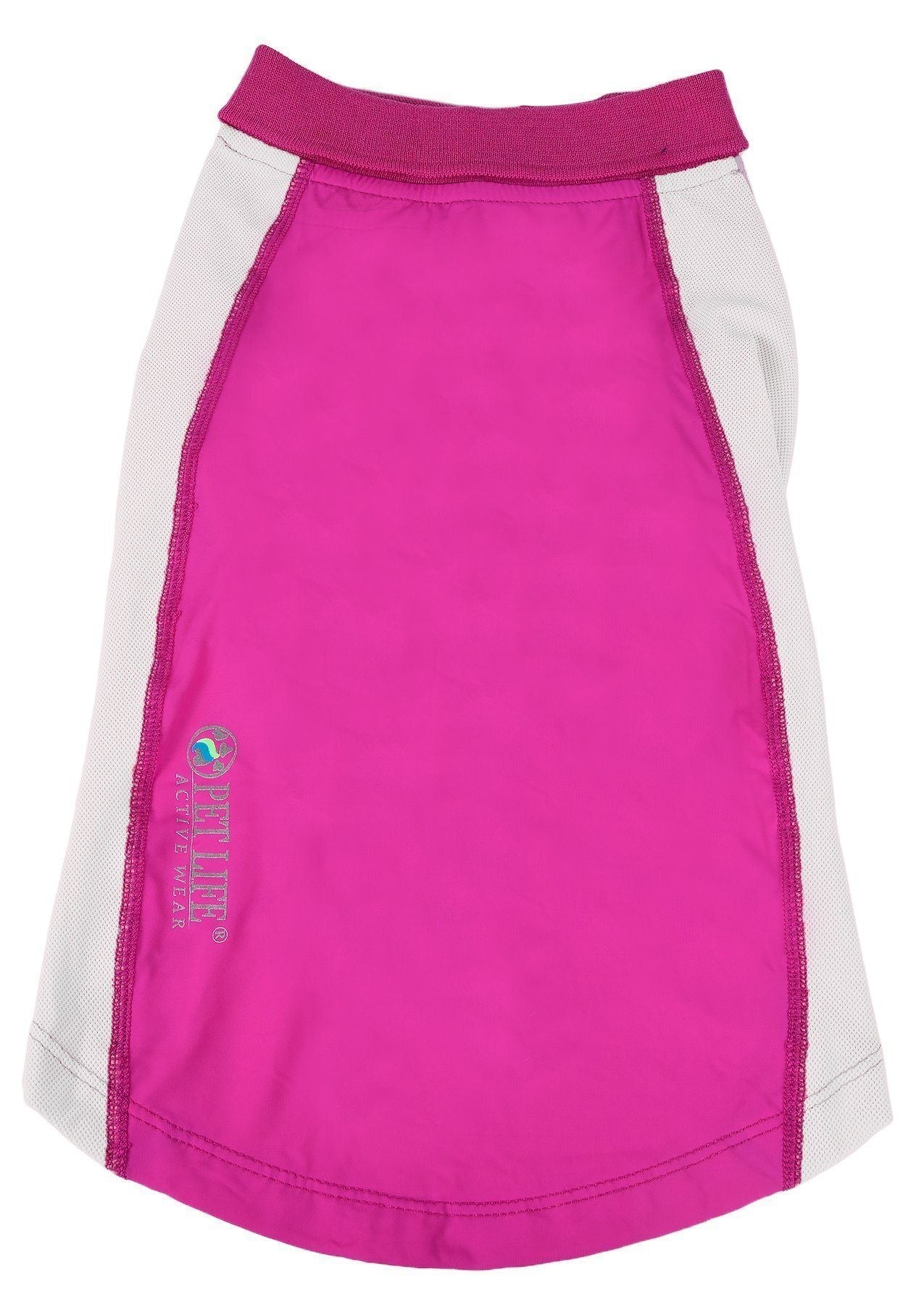 Pink and white skirt with a visible brand logo on a white background