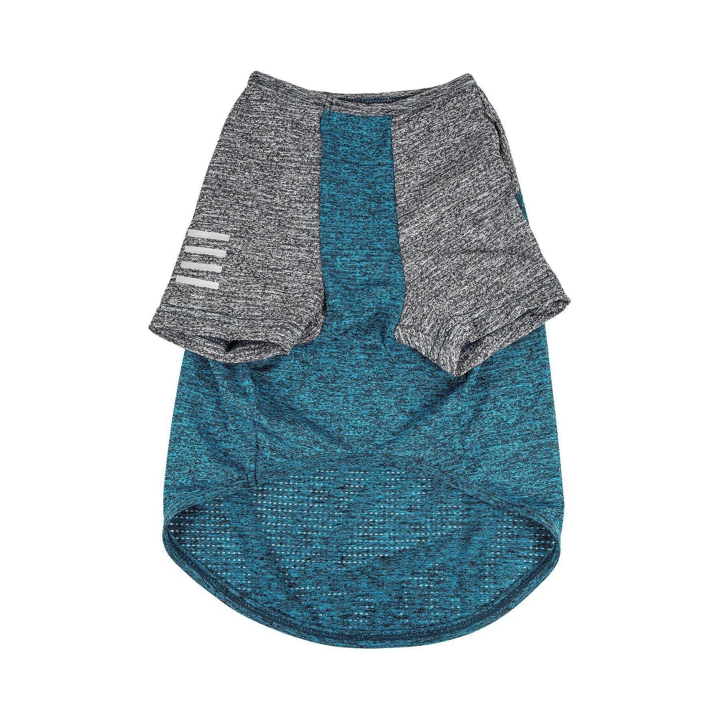 Blue and gray dog shirt on a white background