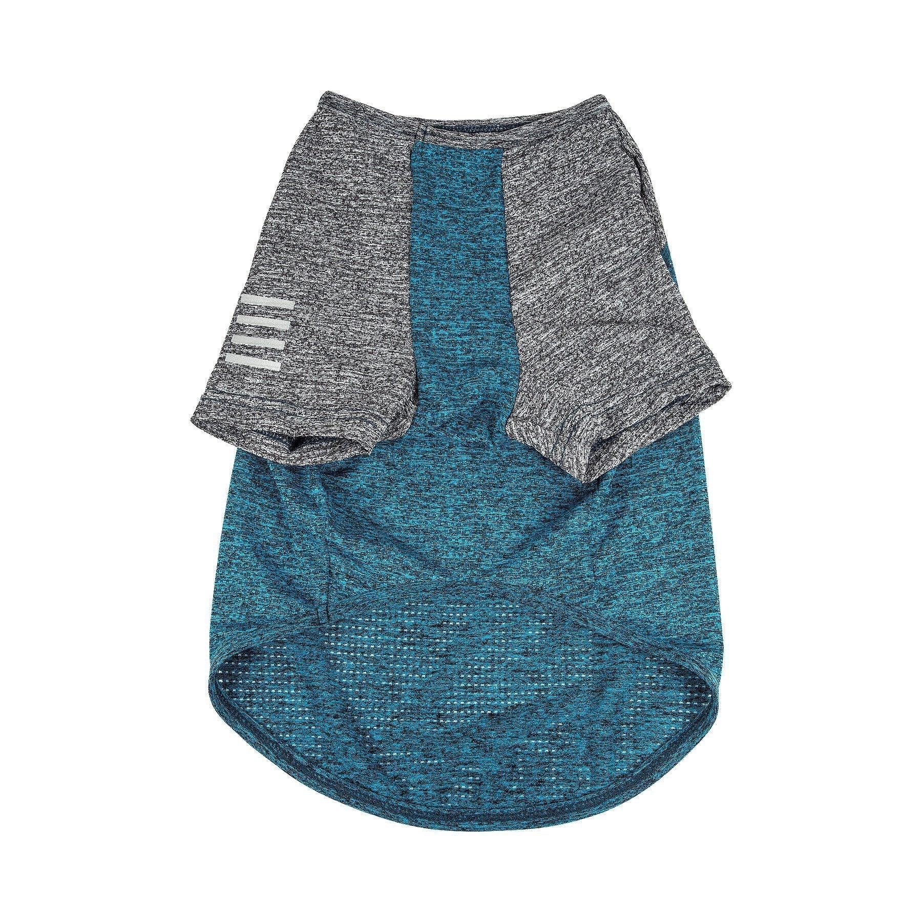 Blue and gray dog shirt on a white background