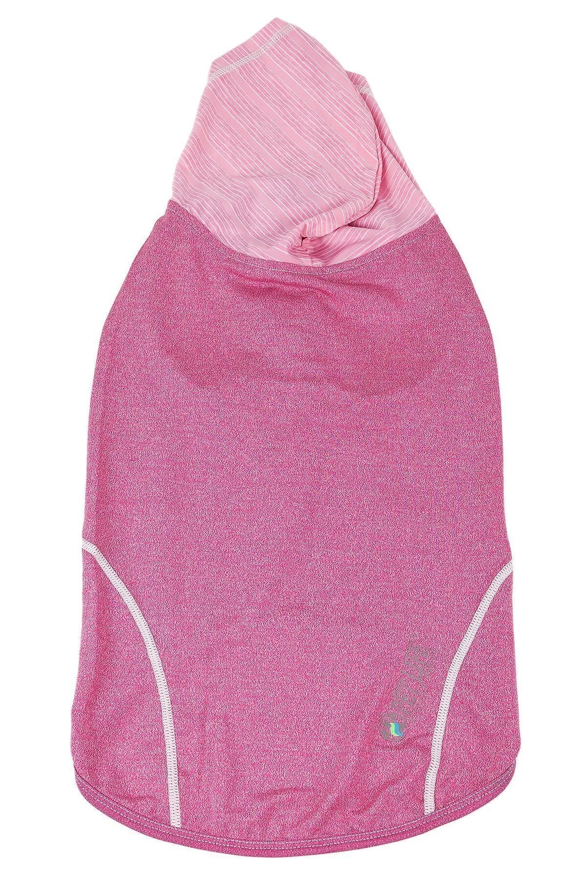 Pink hooded garment on a white background