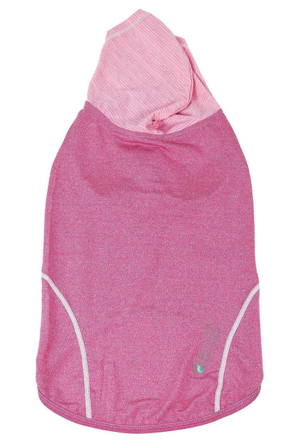 Pink hooded garment on a white background