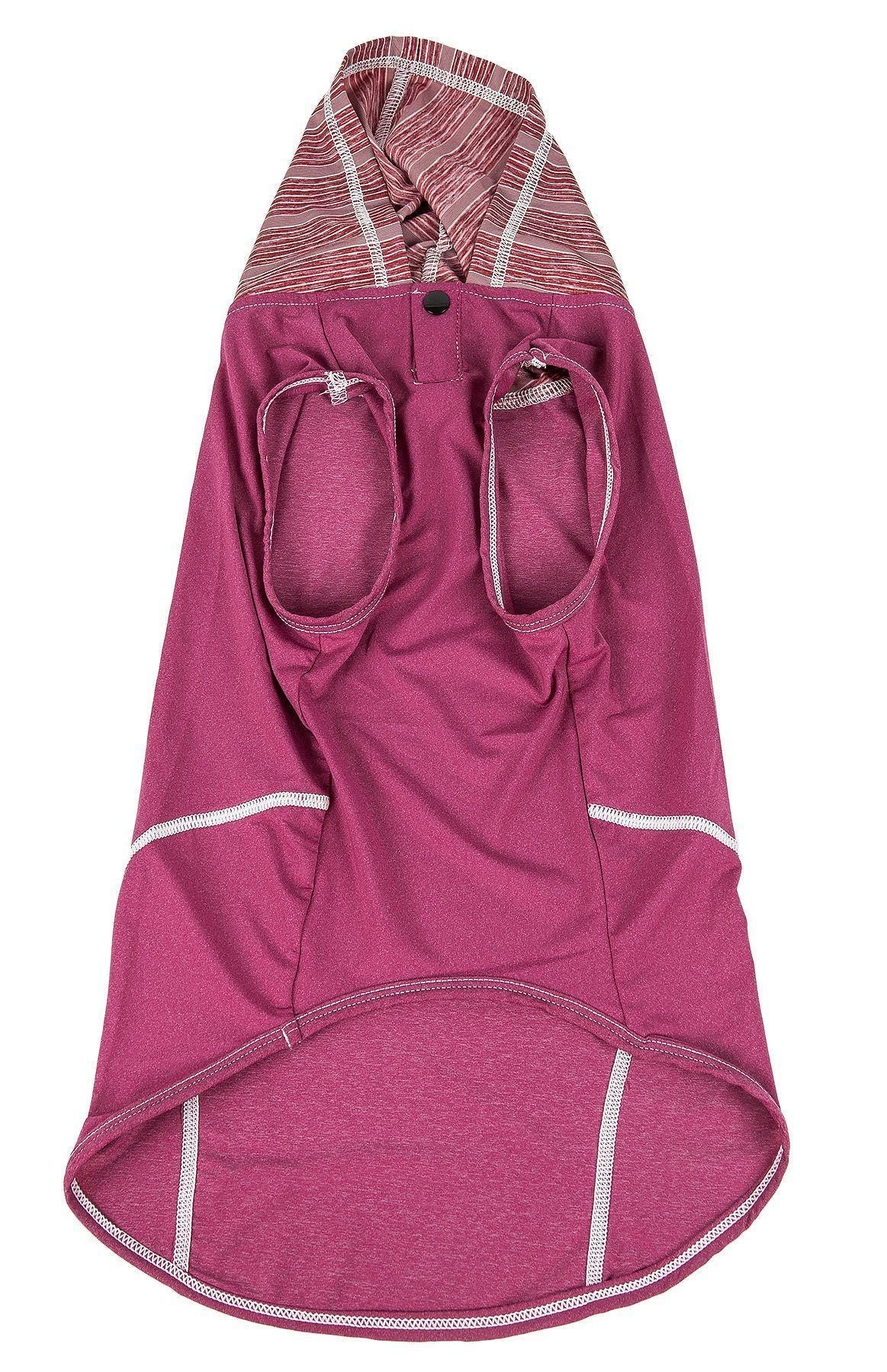 Pink dog coat with a hood on a white background