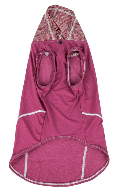 Pink dog coat with a hood on a white background