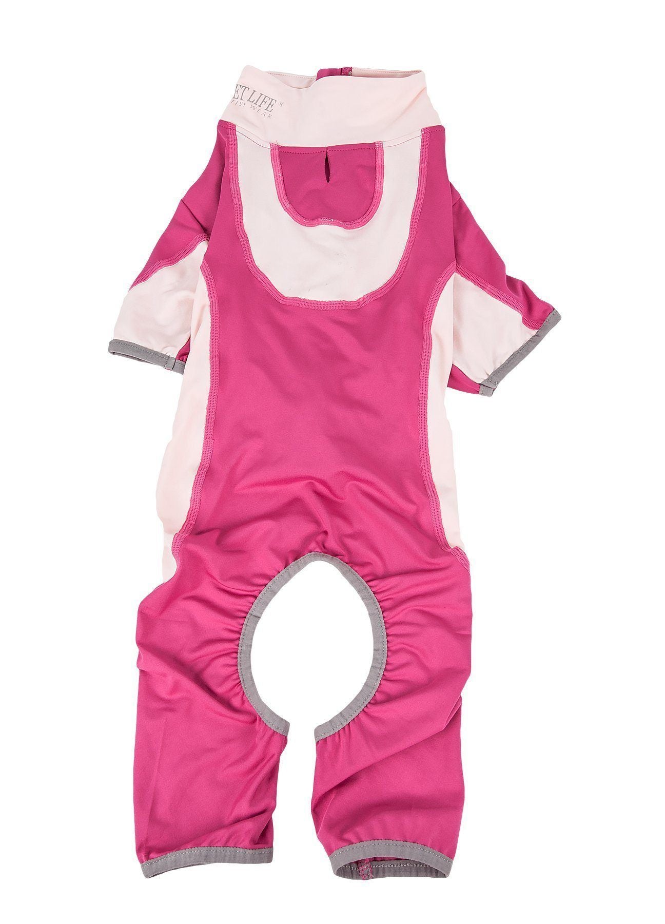 Pink and white children's snowsuit on a white background