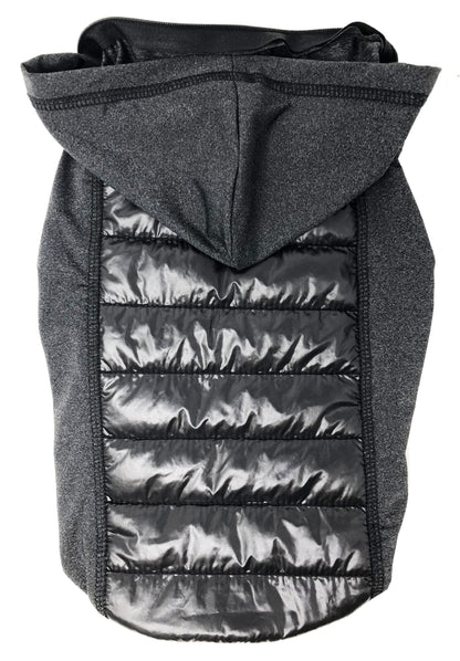 Gray dog coat with a hood on a white background