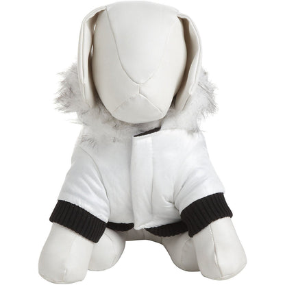 White plush toy with a hood on a white background