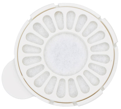 White plastic component with circular design on a white background