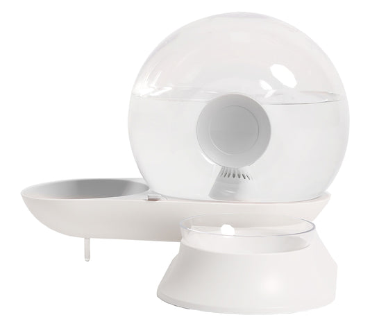 White pet water fountain on a white background
