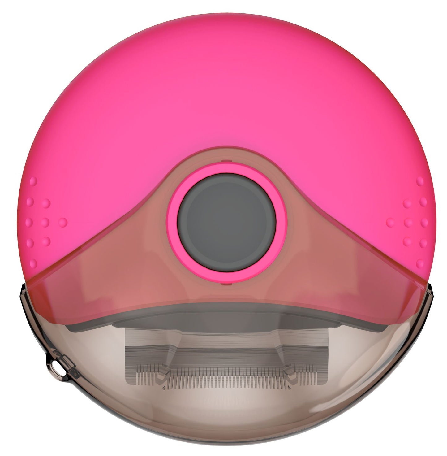 Pink helmet with clear visor on a white background