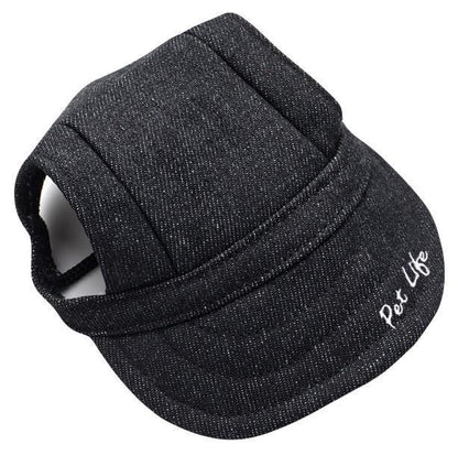 Black pet hat with 'Pet Life' embroidery on a white background