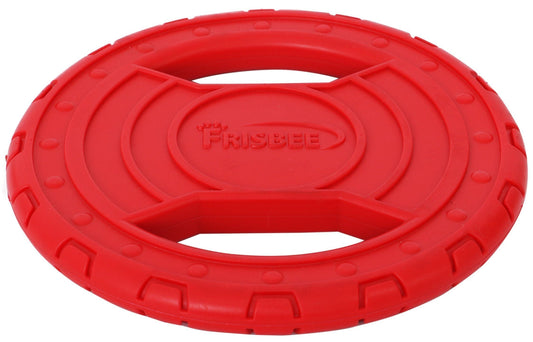 Red Frisbee with 'Frisbee' branding on a white background