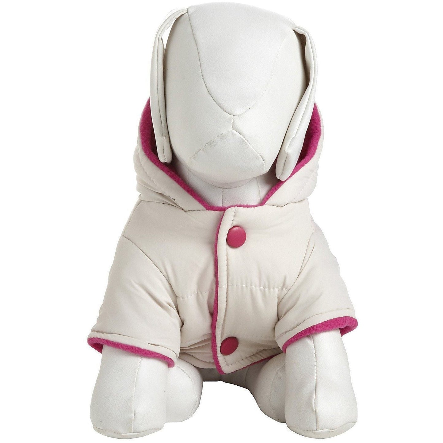 White plush toy with pink accents on a white background