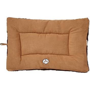 Brown pet bed with a visible brand logo on a white background