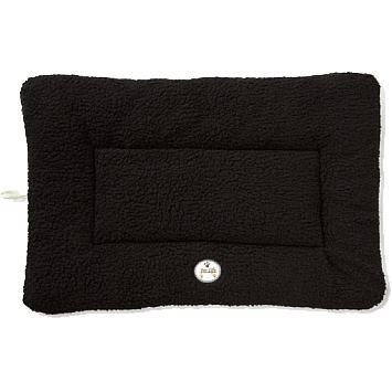 Black pet bed with a brand logo on a white background