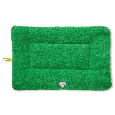 Green fleece blanket with a zipper on a white background