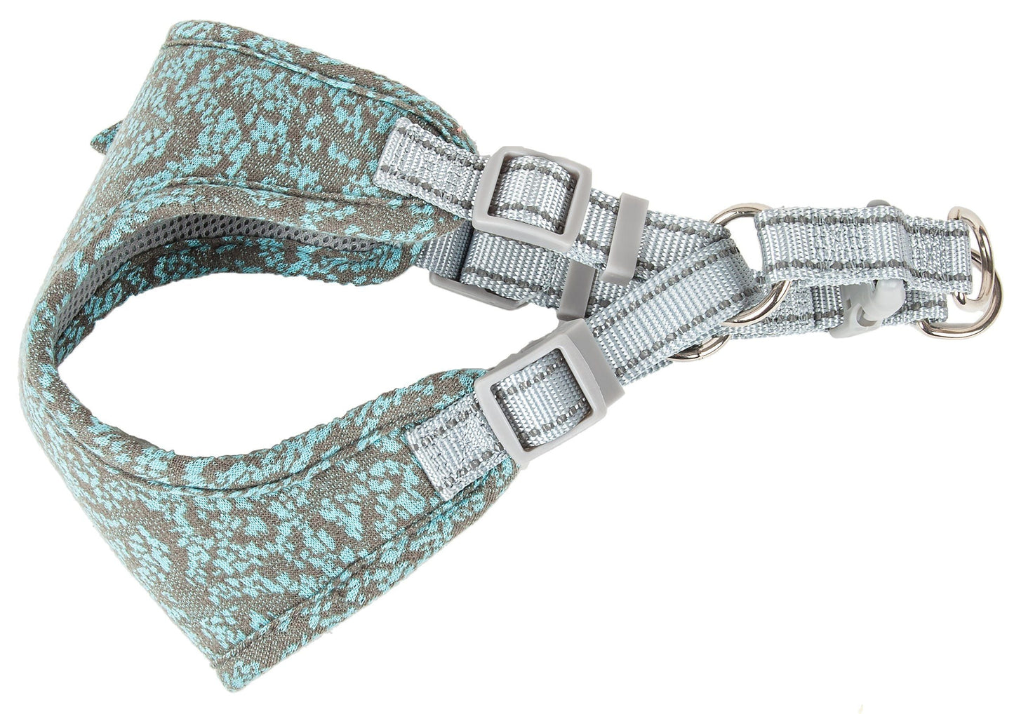 Dog harness with floral pattern on a white background