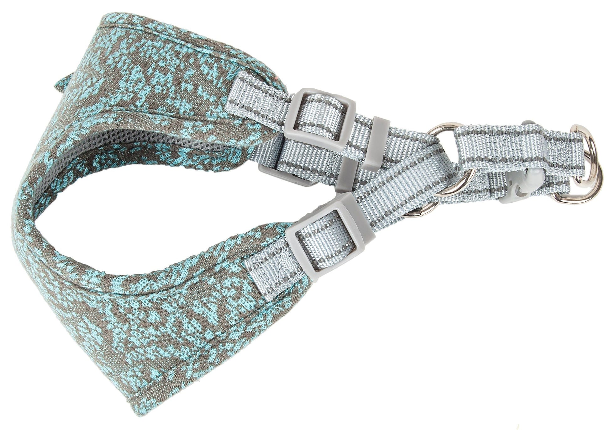 Dog harness with floral pattern on a white background