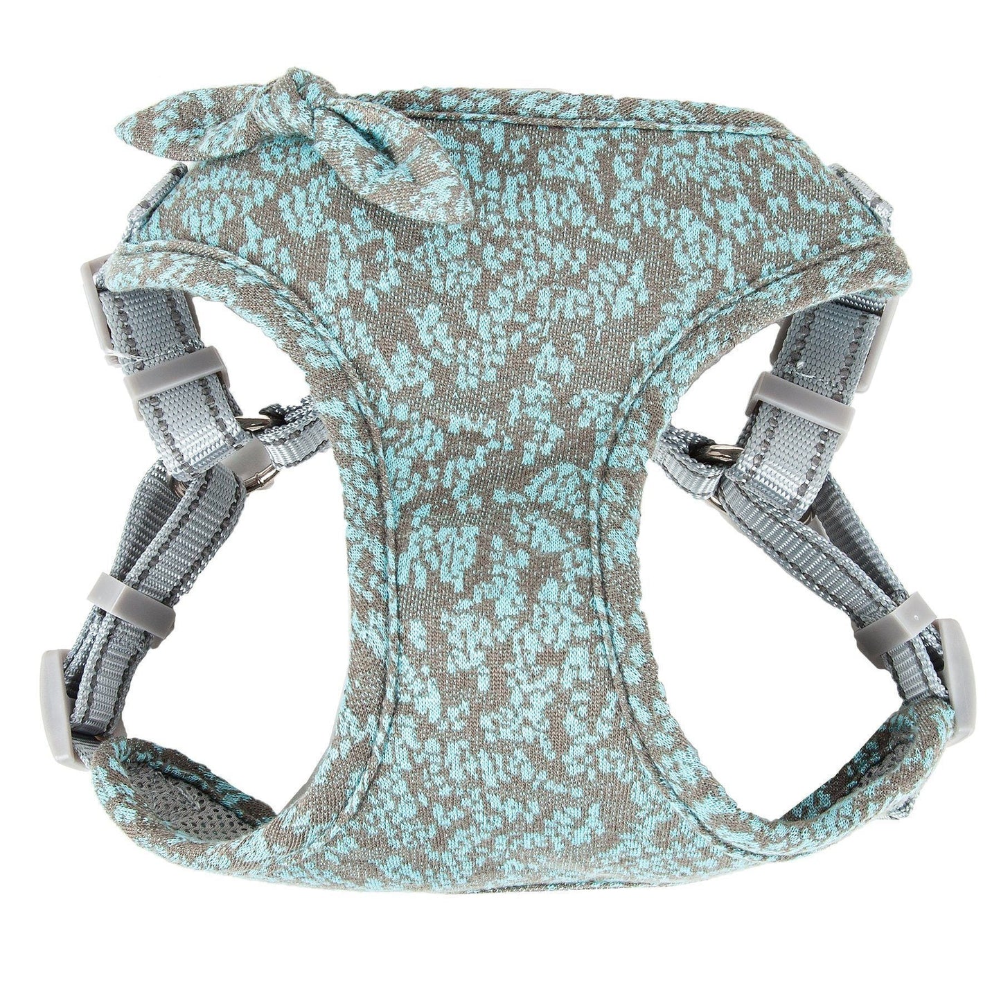 Dog harness with floral pattern on a white background
