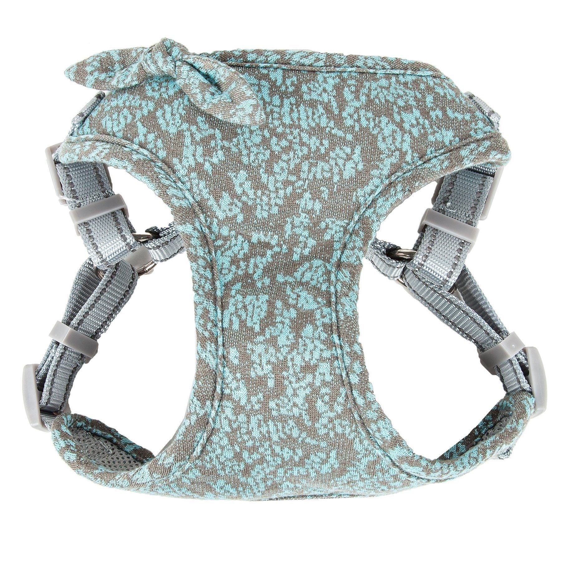 Dog harness with floral pattern on a white background
